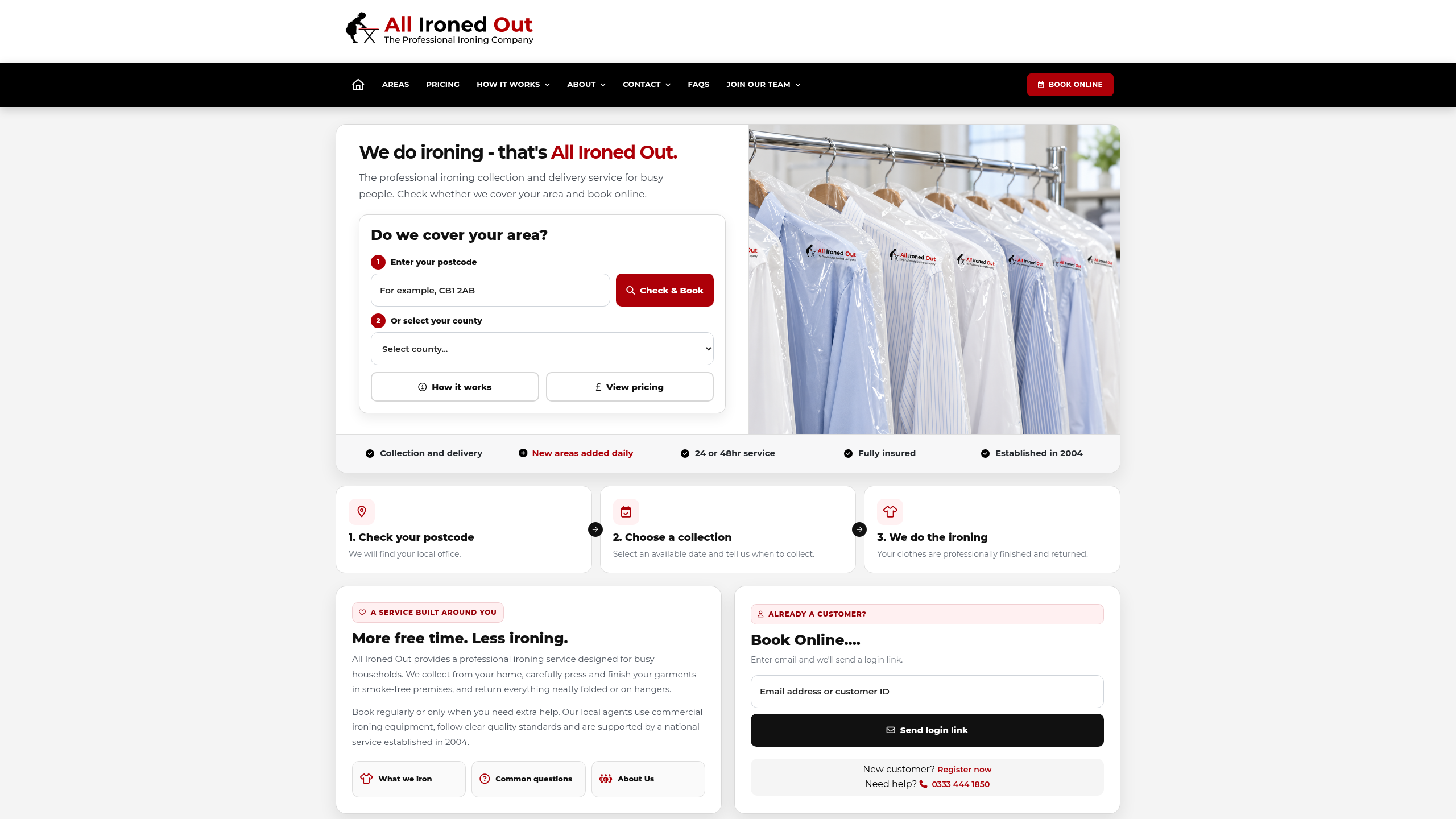 All Ironed Out website design example
